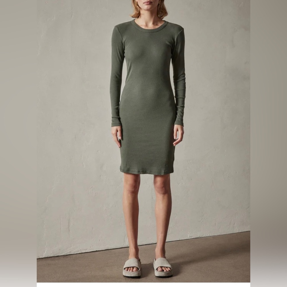 James Perse wnlc6635cu long sleeves crew neck dress ribbed gray $175 NWT Size 2